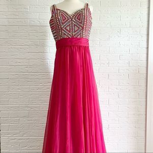 La Femme Custom Beaded Prom Pageant Formal Gown Pink Size 12